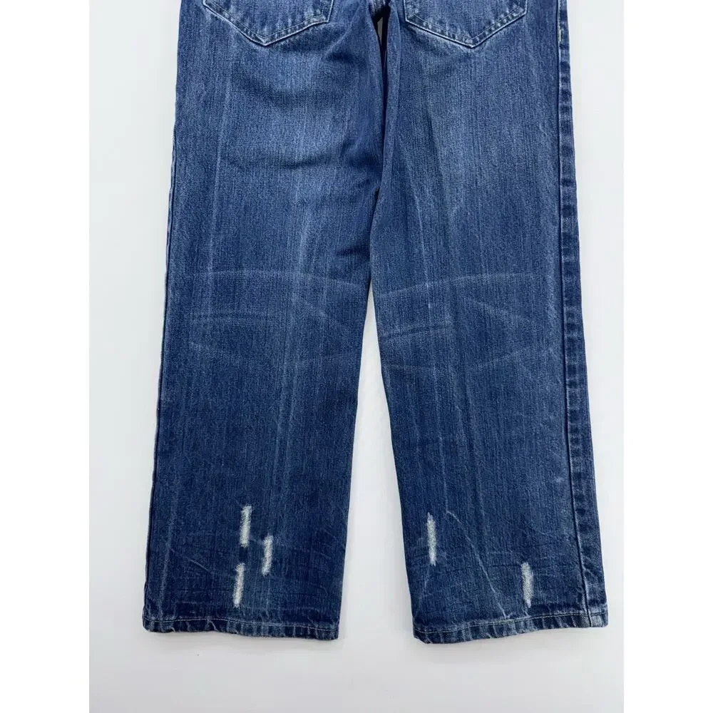 Vtg Y2K Ecko Unltd Jeans Youth 12 Blue Denim Baggy Skate Loose Fit Streetwear